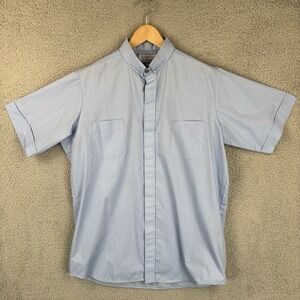 RJ Toomey Summer Comfort Clerical Neckband Shirt 16.5 Light Blue Clergy Made USA